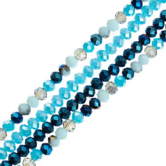Crystal Lane DIY 7" Designer Glass Bead Multiple Strands Blue Mix {1}