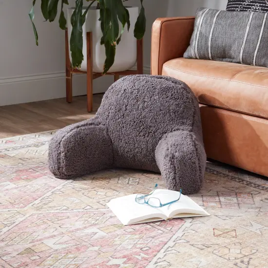 Sherpa Fleece Bed Rest Pillow Blue Steel {7}