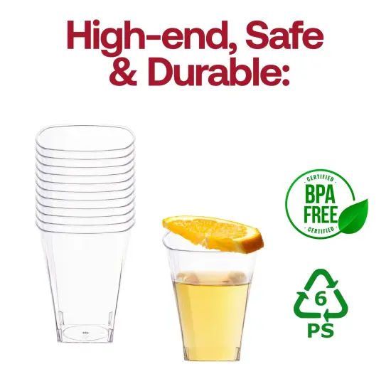 Clear Square Plastic Cups - 8 oz. (336 Cups) {4}