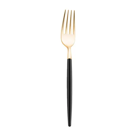 Gold with Black Handle Moderno Disposable Plastic Dinner Forks (240 Forks) {1}