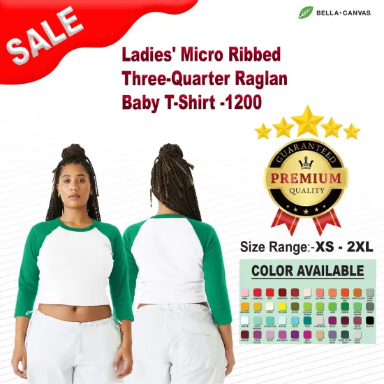 Bella + Canvas&reg; Ladies Micro Ribbed Three Quarter Raglan Baby T Shirt WHITE/ TR ROYAL {2}