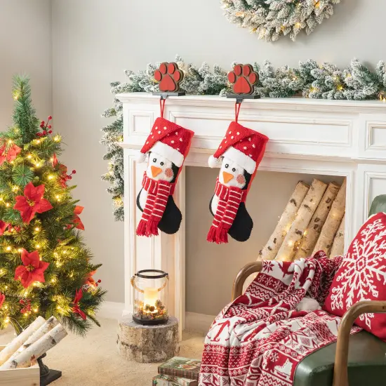 Set of 2 19.00"L Chrismas Decor Hooked Stockings 2pk Penguin {3}