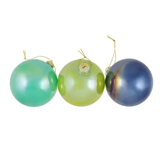 Northlight Shiny Glass Ball Christmas Ornaments - 3" (80mm) - Blue, Green and Teal- 6ct Multi {7}
