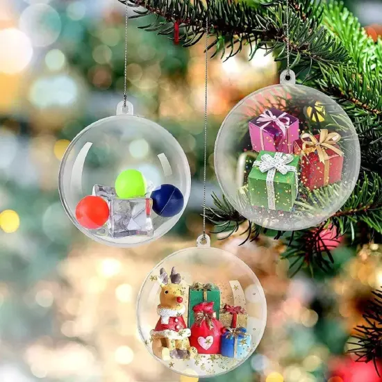 Kitcheniva Christmas Tree Clear Ball Plastic Fillable Sphere Ornament 5 Pcs {2}
