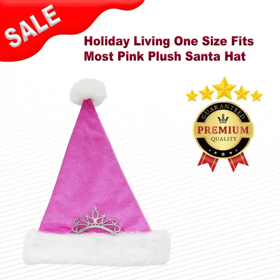Holiday Living One Size Fits Most Pink Plush Santa Hat {1}
