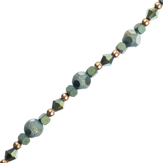 Crystal Lane DIY 7" Mixed Designer Glass Bead Mix Strand Hematite Blue Mix {1}