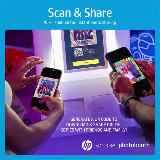 HP Sprocket Photobooth 3" x 4" Color Photo Printer with Touch Screen, LED Ring Light, Wi-Fi & More! White {4}