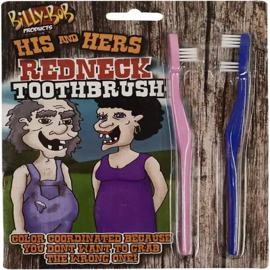 Billy Bob Red Neck His and Hers Toothbrush Joke Funny Novelty Dentist Gag Gifts {1}