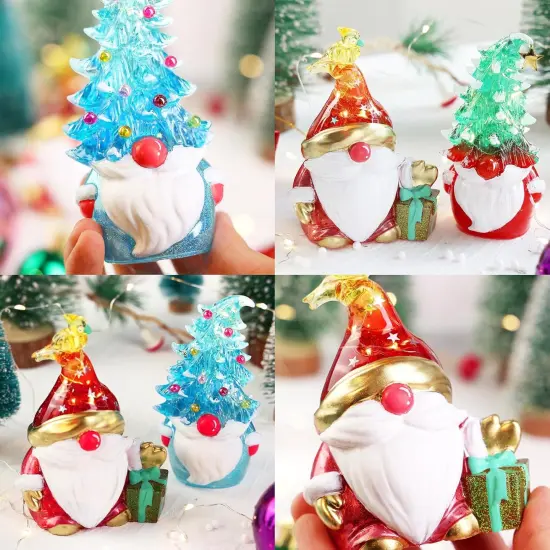 LET'S RESIN Christmas Gnomes Resin Molds, 2 Pcs Santa Gnomes Epoxy Resin Molds with Slouchy Hat Christmas Tree Gnome, Funny Silicone Molds for Epoxy Resin, Christmas Ornaments, Thanksgiving Gifts {4}