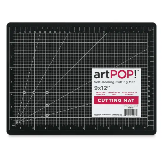 artPOP! Self Healing Cutting Mat, 9 x 12 inches, Grey and Black, Double-Sided with Grid, Non-Slip Surface for Fabric, Crafting, Scrapbooking, Sewing, Journals {3}