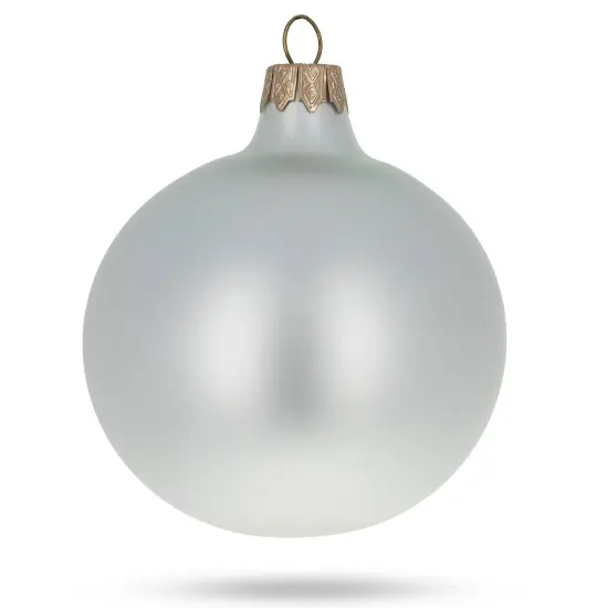 Set of 6 Matte White Glass Ball Christmas Ornaments 3.25 Inches {4}