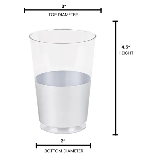 Clear with Metallic Silver Thick Bottom Round Disposable Plastic Tumblers - 12 oz. (240 Cups) {3}
