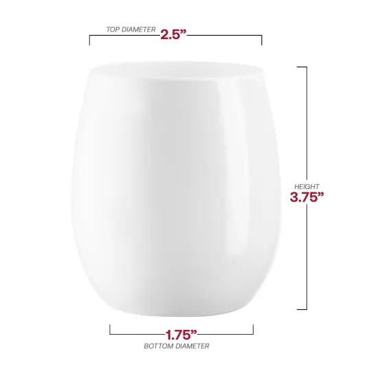 Solid White Elegant Stemless Plastic Wine Glasses - 12 oz. (64 Glasses) {3}