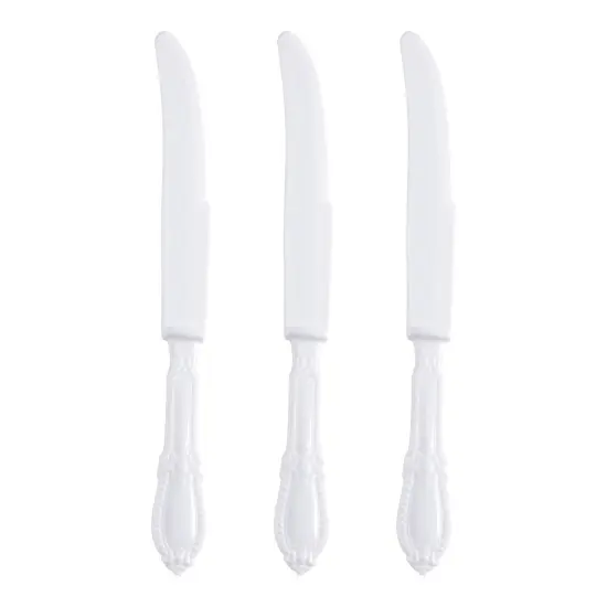 White Baroque Disposable Plastic Dinner Knives (480 Knives) {2}