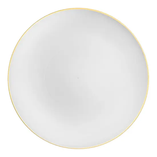 White with Gold Rim Organic Round Disposable Plastic Dinner Plates - 10.25" (120 Plates) {2}