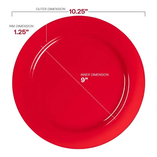 Solid Red Holiday Round Disposable Plastic Dinner Plates - 10.25" (120 Plates) {3}