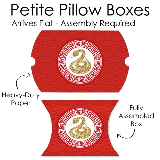 Big Dot of Happiness 2025 Year of the Snake Favor Gift Boxes - Lunar New Year Petite Pillow Boxes - Set of 20 {7}