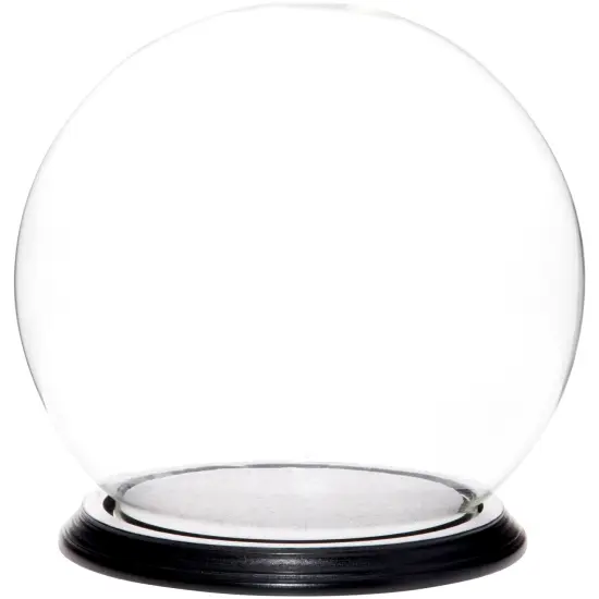 Plymor 7.5" x 8.5" Glass Display Dome Globe Cloche (Black Wood Veneer Base) {1}