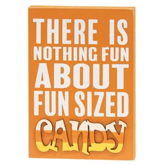 Halloween Fun Sized Candy Block Sign Orange Wood Shelf Decor for Home {1}