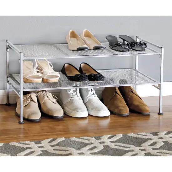 Seville Classics 4-Tier Metal Mesh Shoe Rack, 26.25" W x 11.75" D x 31.1" H {3}