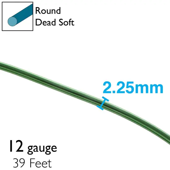 The Beadsmith 12-Gauge Anodized Aluminum Wire for Jewelry Making, Metal Wire for Wrapping Green {5}