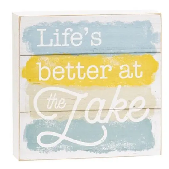 3 Asstd. Lake Life Box Sign with Distressed Wood Look for Home Decor {3}