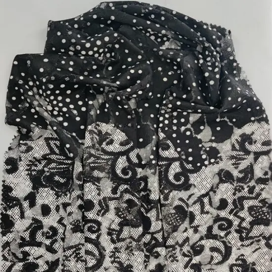 1 Yard Black & White Double Border Lace Fabric, 56/58" Wide, Elegant Apparel Textile {1}