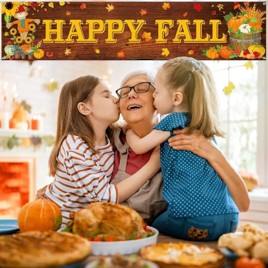 Large Happy Fall Welcome Banner Thanksgiving {3}