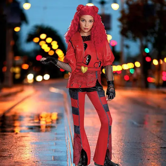 Girls Deluxe Princess Red Descendants Costume with Gloves {1}