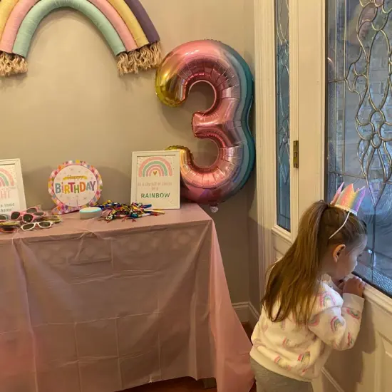 40 inch Rainbow Gradient Colorful Big Size Number Foil Helium Balloons Birthday Party Celebration Decoration Large globos (40 inch Rainbow 3) {3}