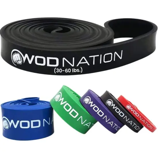 Single Pull Up Assistance Band (30 - 60lbs Black Band) - Best for Pullup Assist, Chin Ups, Resistance Bands Exercise, Stretch, Mobility Work & Serious Fitness - 41 Inch Straps {2}