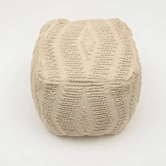 Geometric Handwoven Pouf 18"x18" - Decorative Pouf for Living Room, Bedroom, & Home D&eacute;cor {3}