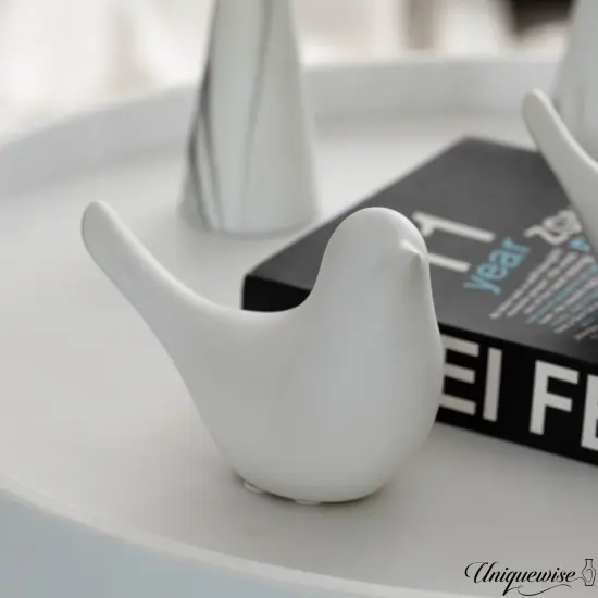 Uniquewise White Ceramic Bird Statue {6}