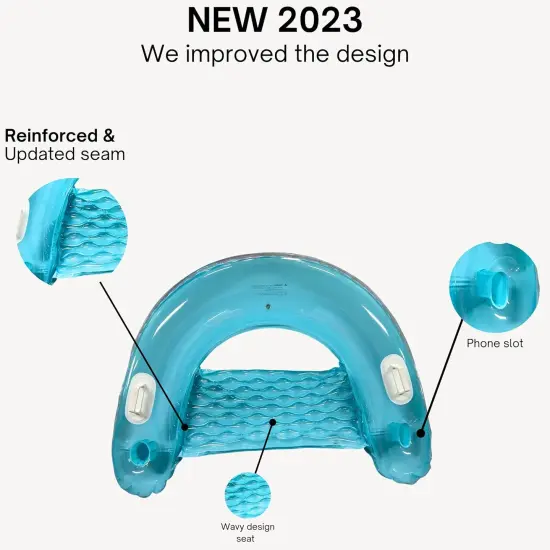 4E&rsquo;s Novelty 2 Pack Inflatable Pool Chair Float - Pool Floats for Adults with Drink & Phone Holder Heavy Duty Lounger Floating Recliner Water Lake Beach Tanning Float {2}