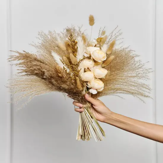 Natural Pampas Grass Mixed Bouquet Dried Flowers Bouquet for Wedding Boho Flowers Home Table Decor Desk Decor, Rustic Farmhouse Decor {1}