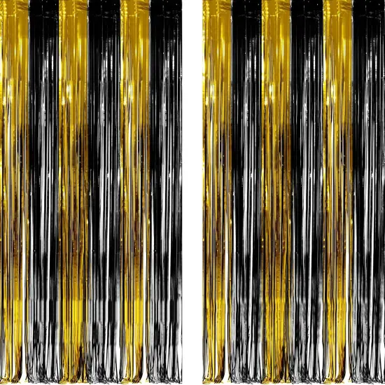 2 Packs Black and Gold Party Streamers Decoration {1}