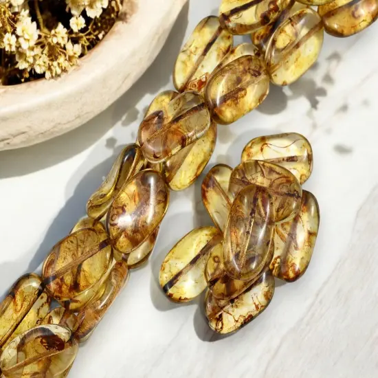 *9* 13x22mm Crystal Picasso Twisted Rectangle Beads {3}