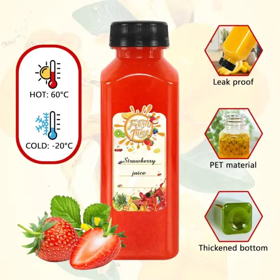 Plastic Juice Bottles with Caps 12 OZ, 45 Pcs {4}