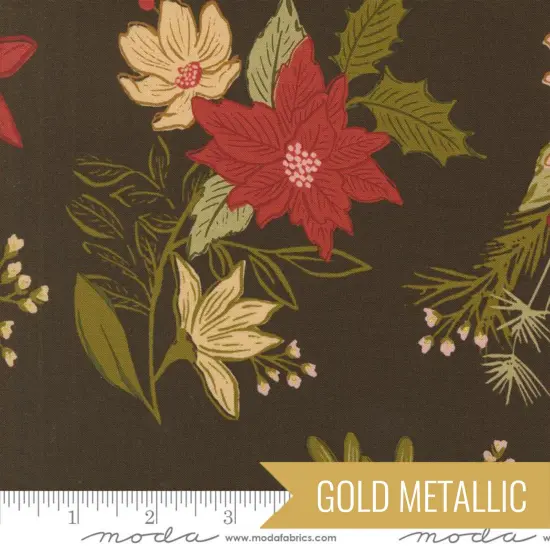 Festive Florals in Espresso Metallic (45620 16m) | Old World Yuletide | Fancy That Design House Co | Moda {1}
