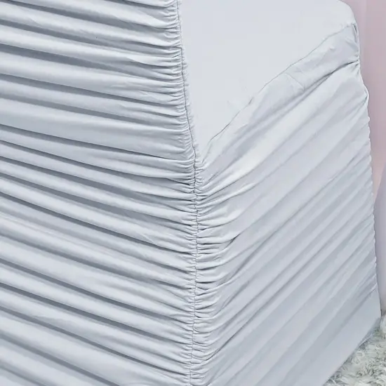 1 Piece Platinum or Light Silver Rouge Chair Cover, Ruffled Stretch Spandex for Banquet Chairs {5}