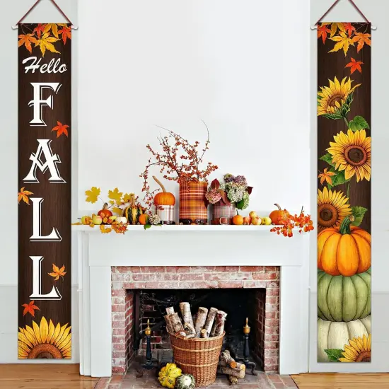 Hello Fall Porch Banner Sign {5}