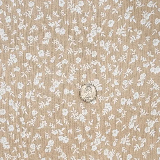 1 Yard Lightweight Taupe Rayon Crinkle Fabric 50/52" Wide Woven Material Perfect for Flowing Garments {1}