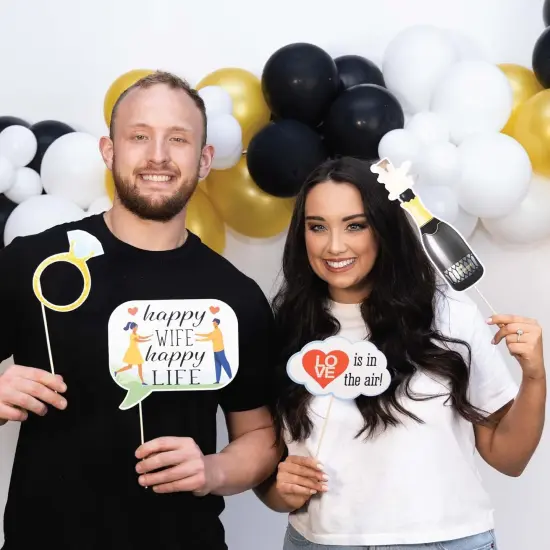 Anniversary Photo Booth Props - 41-Piece Kit with 8x10 Sign, Sticks & Adhesive Pads {4}