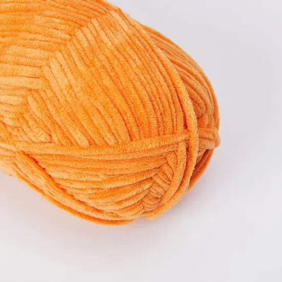 Chenille Yarn Blanket Yarn Light Worsted Weight Yarn for Knitting Fancy Yarn for Crochet Weaving DIY Craft Total Length 200m (218yds, 100g)_Orange {2}