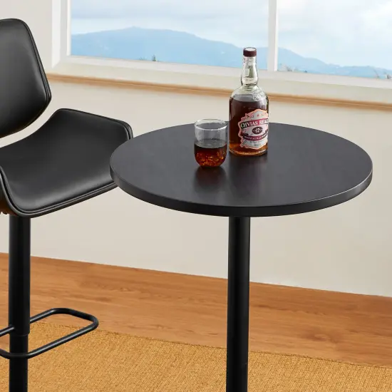 Set of 3 Leatherette Adjustable Swivel Bar Stool Pub Table Set {3}