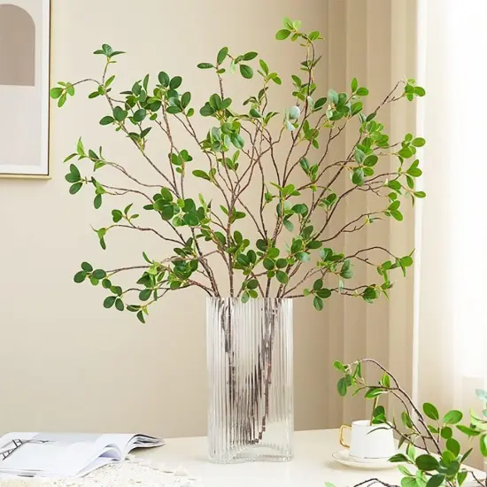 3 Pcs Faux Stems Artificial Branches for Vase Greenery Stems Faux Branches for Vase Plant Artificial Eucalytus Branches Plants (45"/Each Branch) (3, Green) {4}