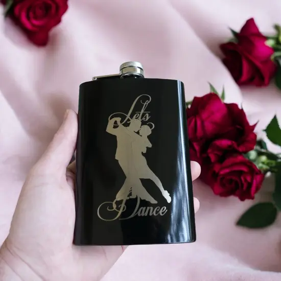 8oz BLACK Let's Dance Flask {4}