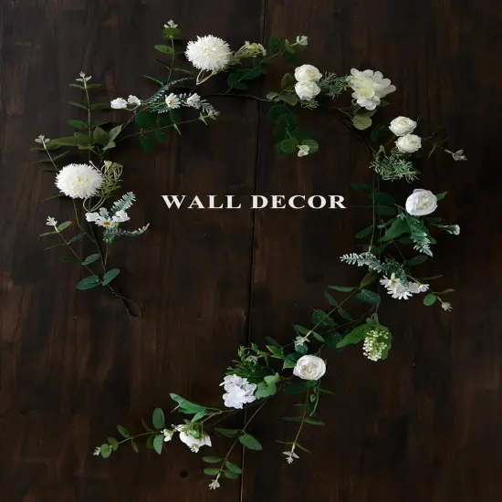 5.9Ft Eucalyptus Garland with Flowers, Artificial Fake Flower Greenery Spring Garland for Baby Shower Wedding Mantle Table Centerpiece Spring Decor {4}