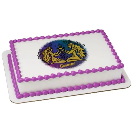 Gemini Zodiac Sign PhotoCake&reg; Edible Cake Topper Icing Image for 1/4 Sheet cake or larger {1}