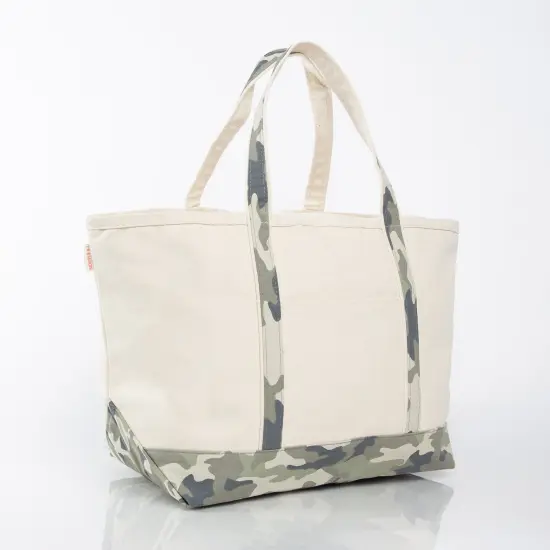 Large Classic Tote -- 18 oz. Heavyweight Durable Canvas -- Natural Canvas & Camo Color {3}